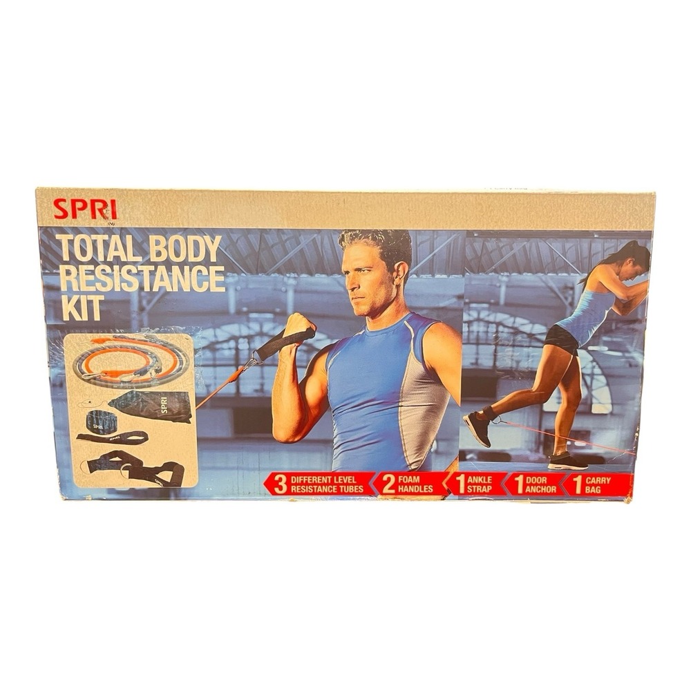 New SPRI‎ Total Body Resistance Kit- Light Med Heavy Tubes Handles Ankle Strap